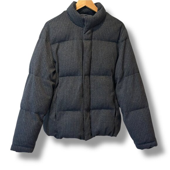 Vince Men’s Medium Puffer Jacket  Herringbone Insulated Winter Coat Streetwear - Picture 1 of 15
